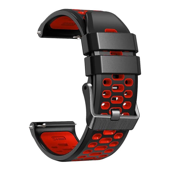 Two-tone Silicone Watch Band for Suunto 7 / 9 / 9 Baro 24mm with Multi-hole Design Quick Release Strap Black Red