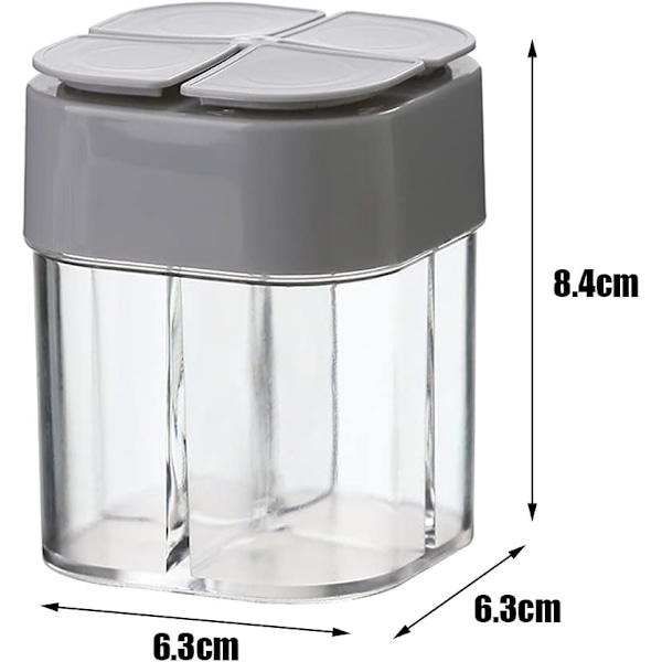 2-pack transparenta kryddburkar, 4-i-1 plastkrydddispenser med lock för kökskryddförvaring som används hemma, grillning, camping, resor