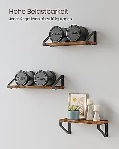 Rustika Vägghyllor Set om 3 - Enkel Montering, Hållbar Design