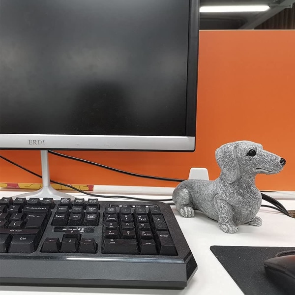 Utomhus Dachshund Hund Prydnader, 5-tums Harts Trädgård Djur Staty, Söta Trädgård Statyer Dekor Figurin