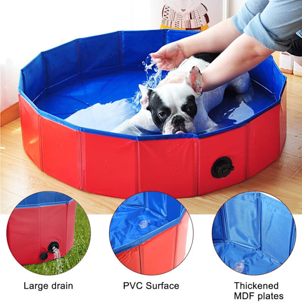 Hundpool Paddling Pool Barnpool Fällbar Simbassäng för Hundar Katter Barn Bärbar PVC Icke