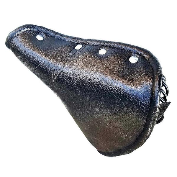Vintage Faux Leather Bicycle Saddle Rivet Spring Black [DB]