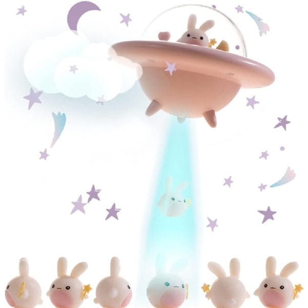 LED-nattlampa för barn Nattlampor Söta rymdskepp Kanin Gul Baby Nattlampa Fjärrkontroll & Touch