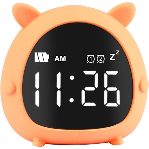 Digital barnklocka för barn, söt barnklocka med nedräkning / snooze / 2 larm / röst
