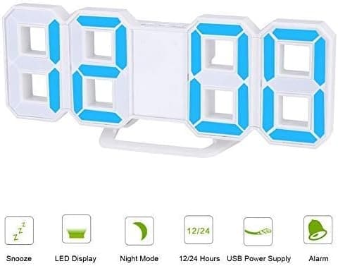 3D LED Digital Väggklocka, Sovrum Skrivbord Väggklocka, 21.5 X 8.8Cm (Blå)
