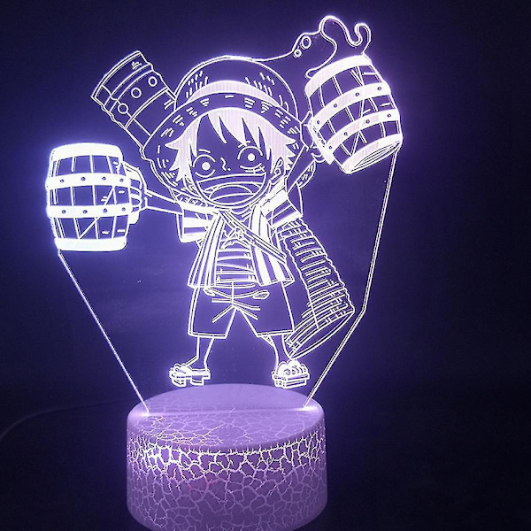 One Piece Kapten Luffy 3d Led Nattlampa Sovrum Bordslampa Färgförändring