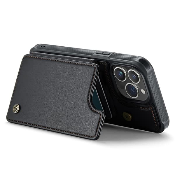 CASEME iPhone 15 Pro Deksel RFID Stativ Lommebok Svart 78