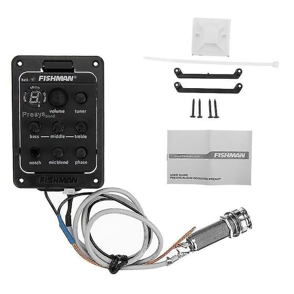 Fishman 4-bands 301 Eq Stämapparat Piezo Mikrofon Presys Blend Akustisk Gitarr Pickup Förförstärkare