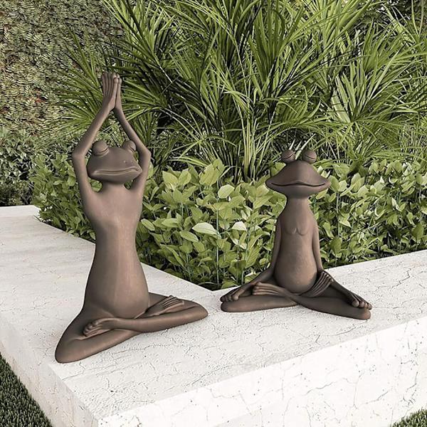 Groda Staty Utomhus Dekor, Meditation Groda Trädgårdsstaty, Yoga Groda Djurstaty Zen Konststaty
