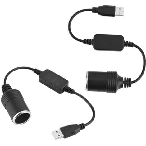 Til cigarettænderadapterkonverter, USB-port til 12V cigarettænderstikadapterkabel