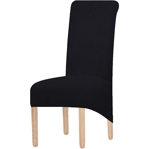 Stort stretch Jacquard matstolsöverdrag (svart, 2 stycken)