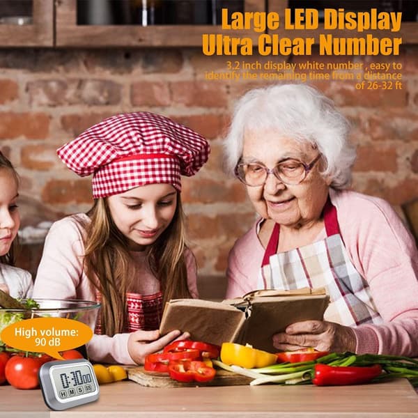2025 Ny Digital Kökstimer Pekskärm Matlagning, Magnetisk Nedräkningstimer, Hög Volym, Stor LED-Display