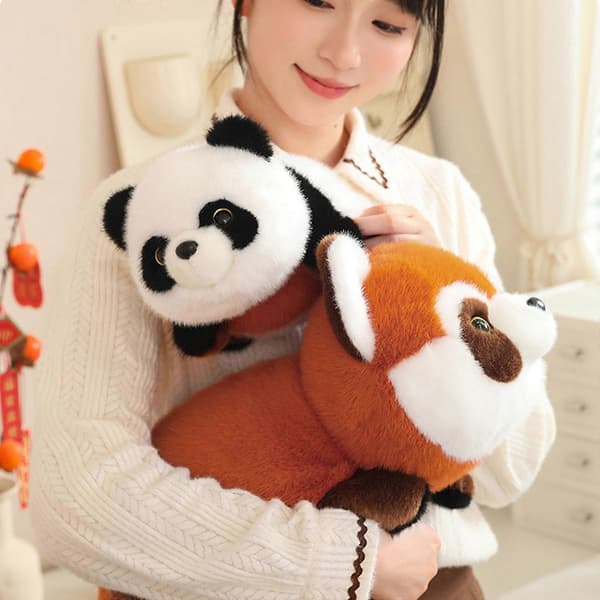 Giant Panda and Transforms into a Brown Red Panda. Red Panda Doll Plush Toy Transforms into a Giant Fox Doll, 100% New