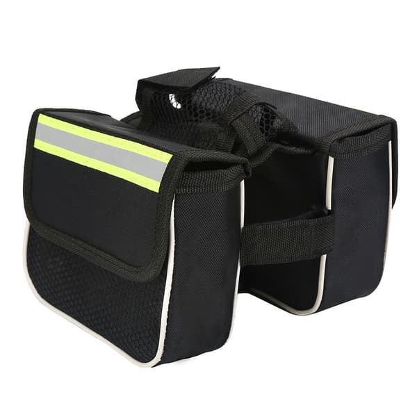 Front Frame Saddle Top Tube Bike Bag, Waterproof Bicycle Bag with Double Pockets
