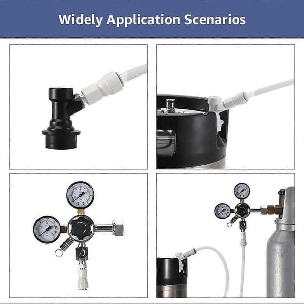 Ball Lock Disconnect Kit with Push-in Quick Connect for 9.52mm (3/8) Beer Line Hose Black & white