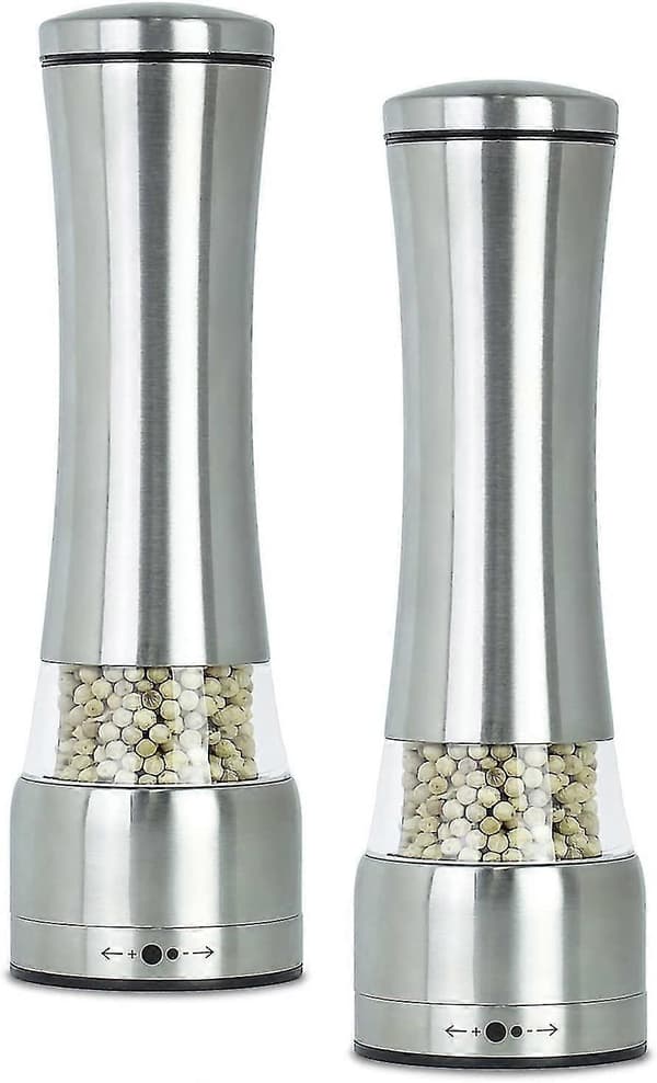 Manual Stainless Steel Salt and Pepper Grinder, Refillable with Adjustable Glass Container