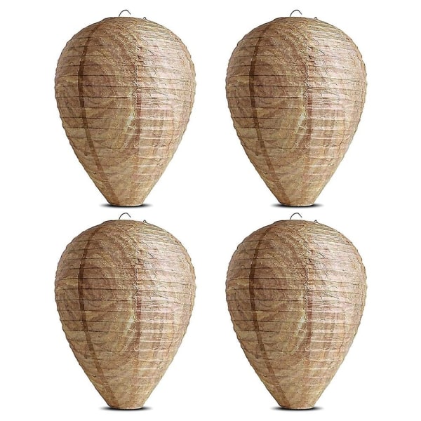 4 st getingbon imitation getingbo, hängande falsk fälla giftfri pappersfälla effektiv avskräckande bi getingar falskt bo för Hom