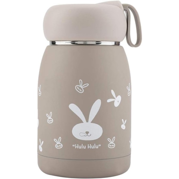 Barnens Vattenflaska, Rostfritt Stål Kaffe Resmugg Med Söt Mönster, 11.3 oz (Brun)