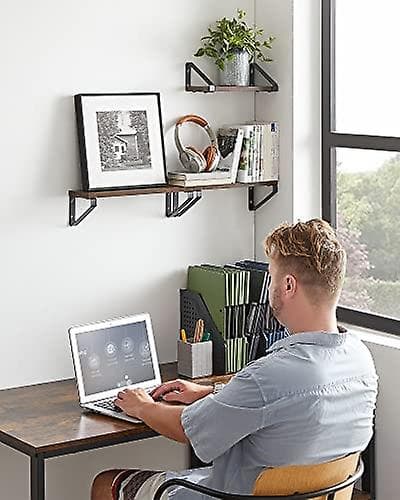 Rustika Vägghyllor Set om 3 - Enkel Montering, Hållbar Design