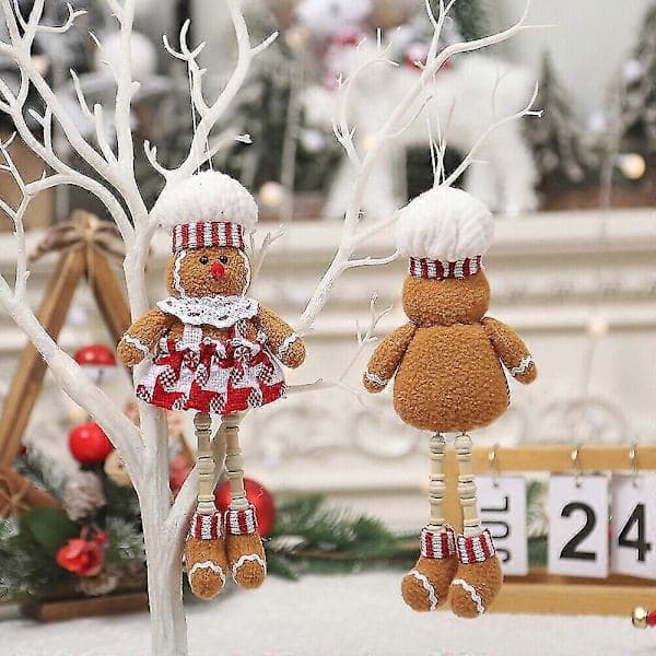 2 * Juletrepynt Pepperkakemann Dukke Julepynt Hengende Dekor Kvinne