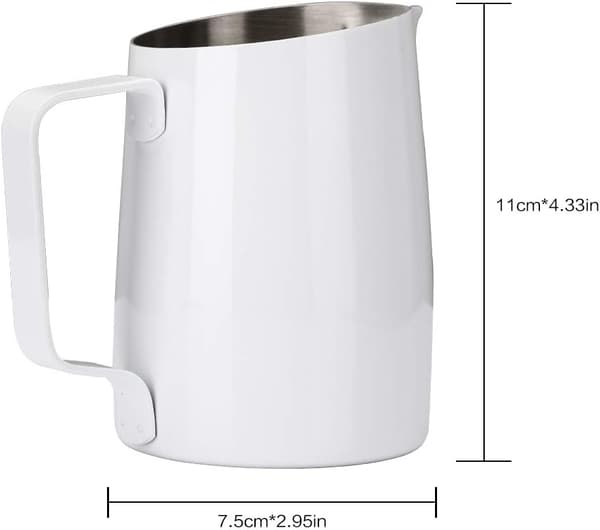 Mjölkskummare i rostfritt stål för espresso, kaffelattekonstkopp 420 ml vit