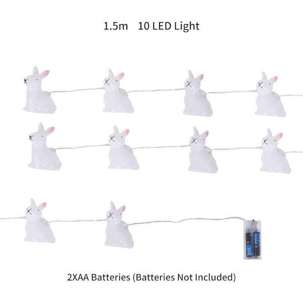 Fe-ljus, påskhare-ljus - 10 LED varmvita fe-ljus, för påskvår inomhus