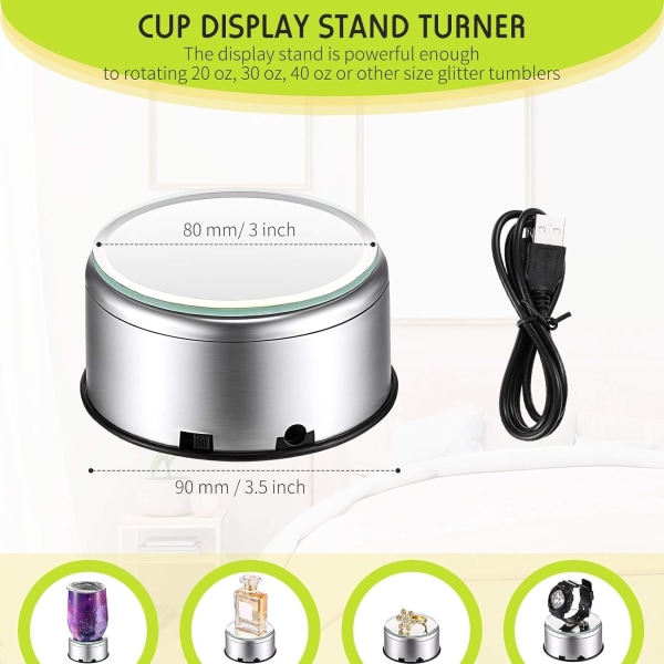 Jetec Cup Display Stand Turner Rotating Crystal Display Base Stand 360 Grader Tumblers Cup Display
