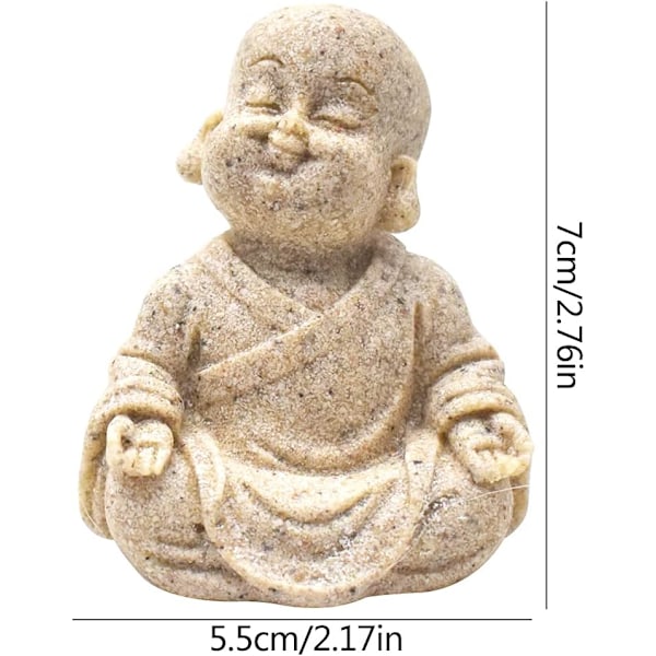 2 Maitreya-statyer, hantverk i stengods Söta Feng Shui-statyer Små munkprydnader Be