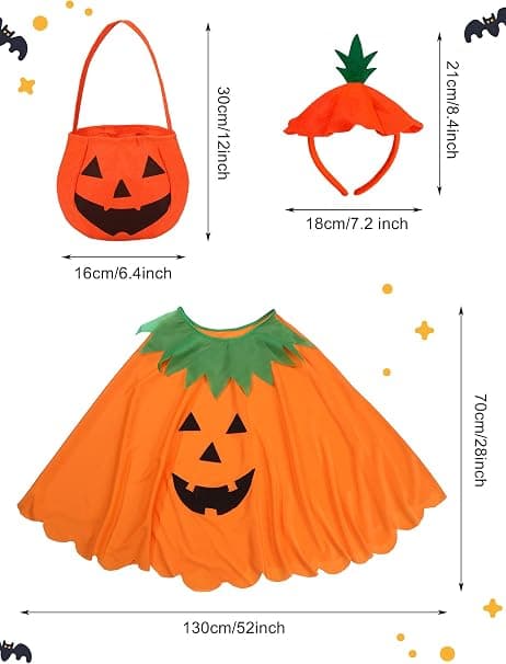 Halloween Græskar Kostumesæt til Voksne - Græskar Poncho med Tilbehør