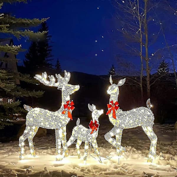 Belyst julrenfigur, 38 cm förbelyst, för utomhus- och heminredning.