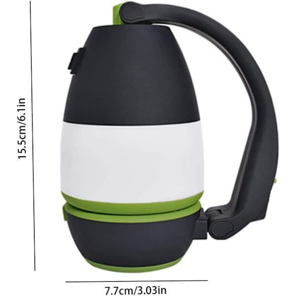 Bärbar 3-i-1 lykta tältlampa glödlampa USB-driven campinglampa för camping vandring grön och svart