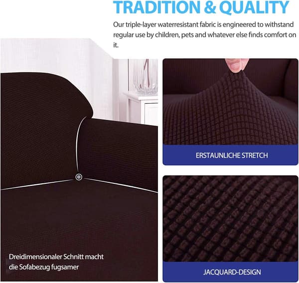 Stretch Wingchair Cover Elastisk fåtöljöverdrag Skydd för stol ， Svart Kaffe