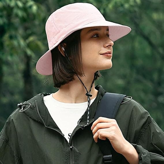 Women's Packable Sun Hat UPF 50+ - Rainproof Bucket Hat - Quick-Drying & Breathable - For Beach, Pool & Travel - Pink