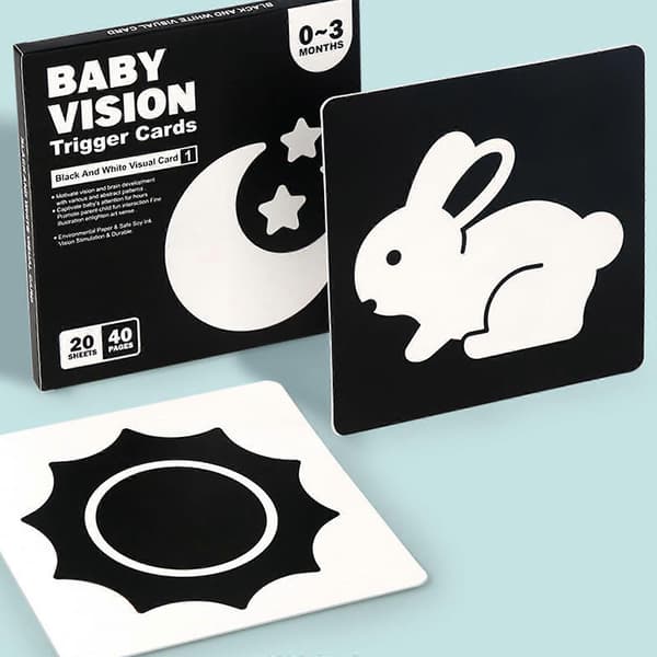 Baby Visual Stimulation Card Black White Visual Stimulation High Contrast Baby Flashcard Black White Card Newborn SET 4 SET 2