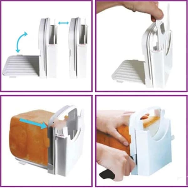 Bread Slicer Guide Adjustable Bread Toast Slicer Cutter Foldable Toast Slicing Mold White