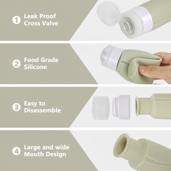 90 ml reseflaskor, läckagesäkra silikonreseflaskor och T-FQ-
