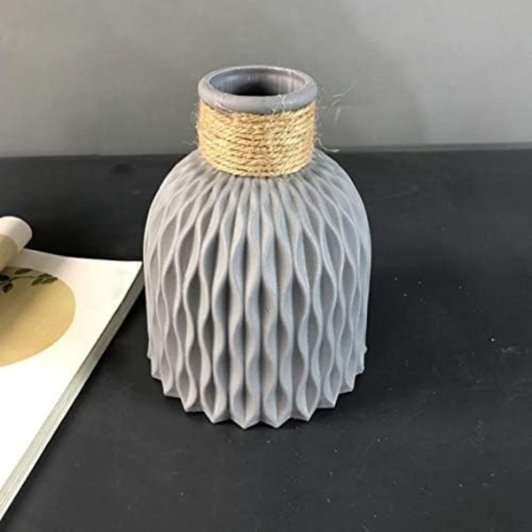 Plastblomvas, Heminredning Dekoration Inredning Tillbehör Prydnadsset med 1 Vas för Heminredning, Grå