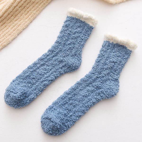 Varme sokker for kvinner - 5 par vinterstrømper varme tykke fleece-tøfler