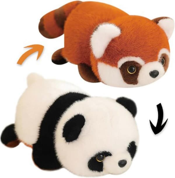 Giant Panda and Transforms into a Brown Red Panda. Red Panda Doll Plush Toy Transforms into a Giant Fox Doll, 100% New