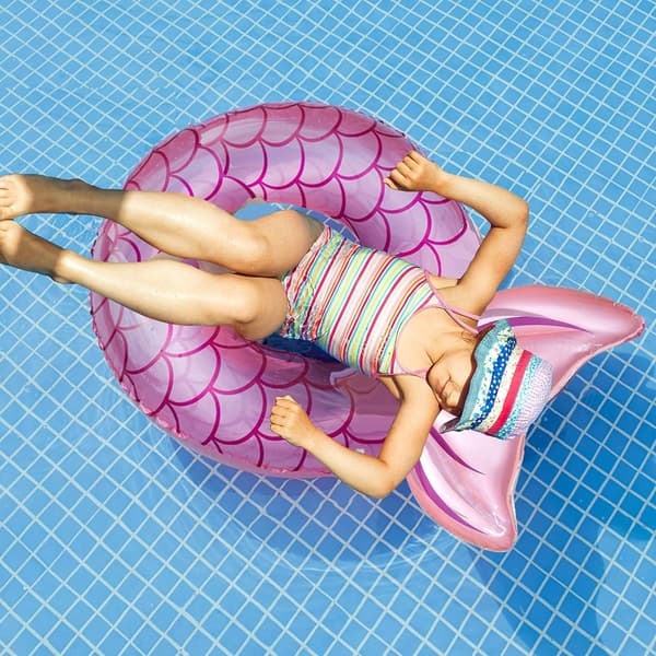 Sjöjungfru Pool Float, Uppblåsbar Sjöjungfru Simring Flytande Säng Float Pool, Sjöjungfru Stjärt
