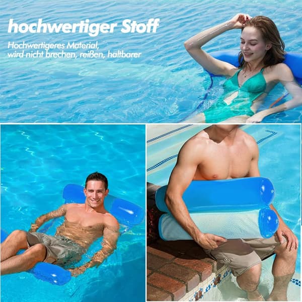 Set med 2 mörkblå hopfällbara poolbäddar för vuxna och barn.