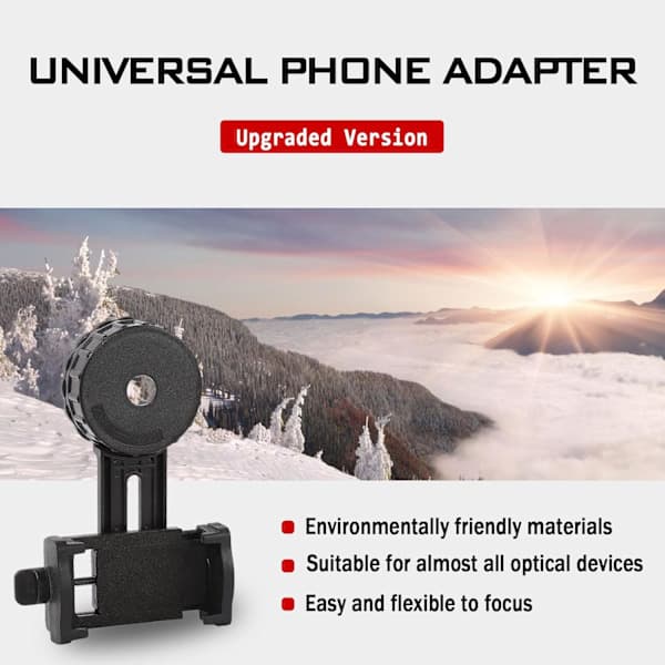Universal Phone Adapter - Adapter for Binoculars, Telescopes, Monoculars, Spotting Scopes, Microscopes - Fits Most Smartphones