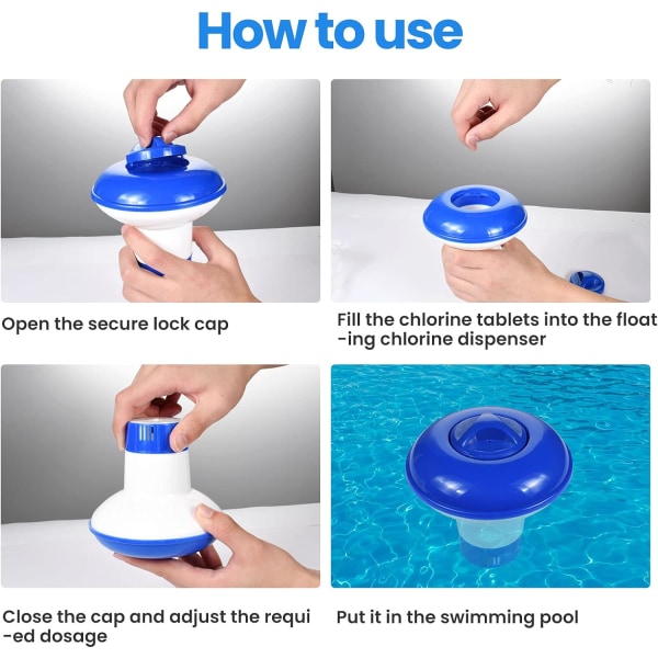 Klorinator, justerbar klorinator flytande dispenser för simbassäng, poolklor