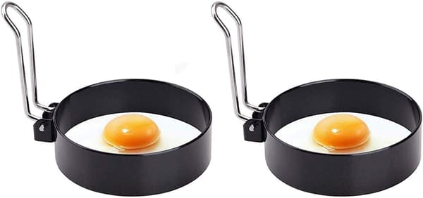 2-pack äggring, non-stick äggringar, pocherade äggringar, äggfriteringsringar (10,2 cm 2,1 cm)