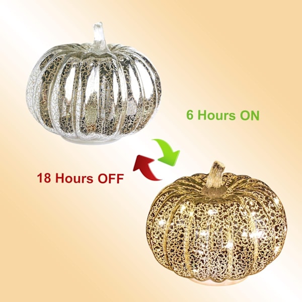 Halloween Pumpa Ljus Silver Glowing Glas Pumpa Nattljus Prydnader Höst Thanksgiving Thanksg