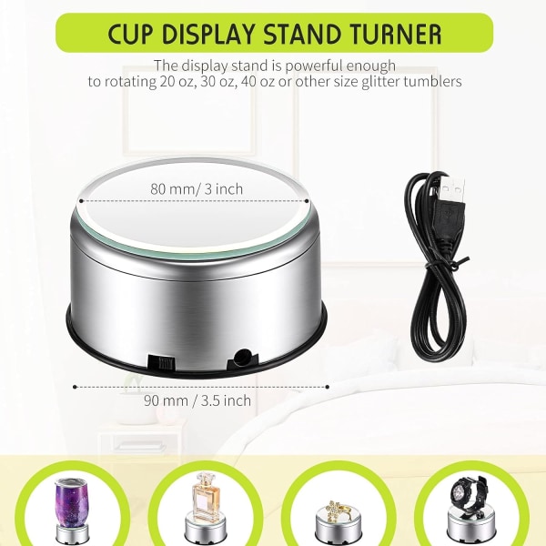 Jetec Cup Display Stand Turner Rotating Crystal Display Base Stand 360 Degree Tumblers Cup