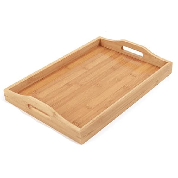 Serveringsbricka Bambu - Träbricka med handtag - Perfekt för middagsbrickor, tebricka, barbricka, frukost