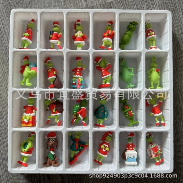Juletrekule med Grinch-figur i blindboks, juletrepynt A