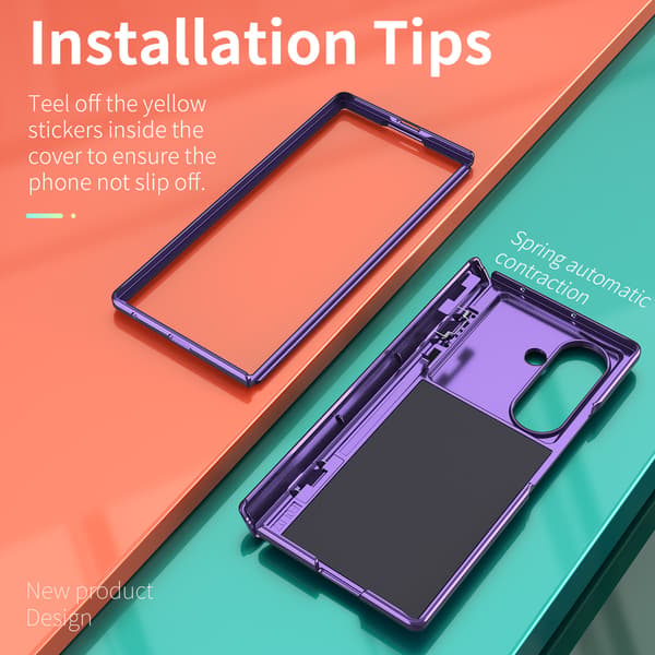 Kamerabeskyttelsesetui med ringstativ til Samsung Galaxy Z Fold 7 Purple
