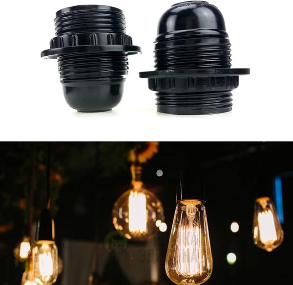 2025 Lämplig 4-pack E27 Glödlampssockel, Solid Glödlampssockel i Plast, E27 Glödlampssockel Vintage Lampa